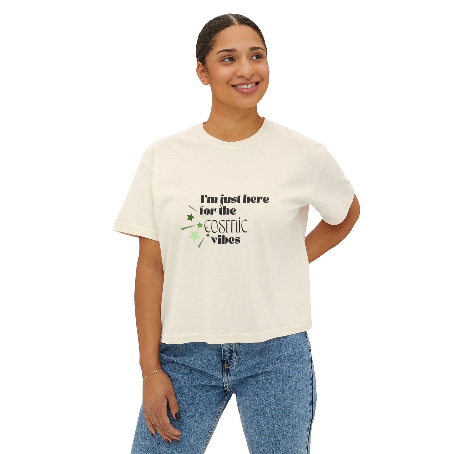 Women's Boxy Tee - Cosmic Vibes Graphic Shirt