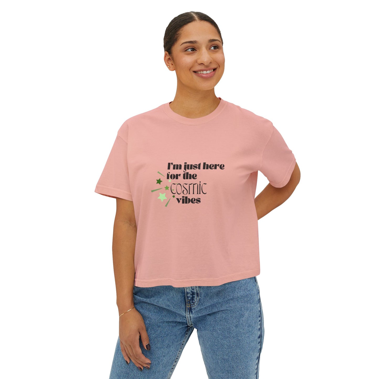 Women's Boxy Tee - Cosmic Vibes Graphic Shirt