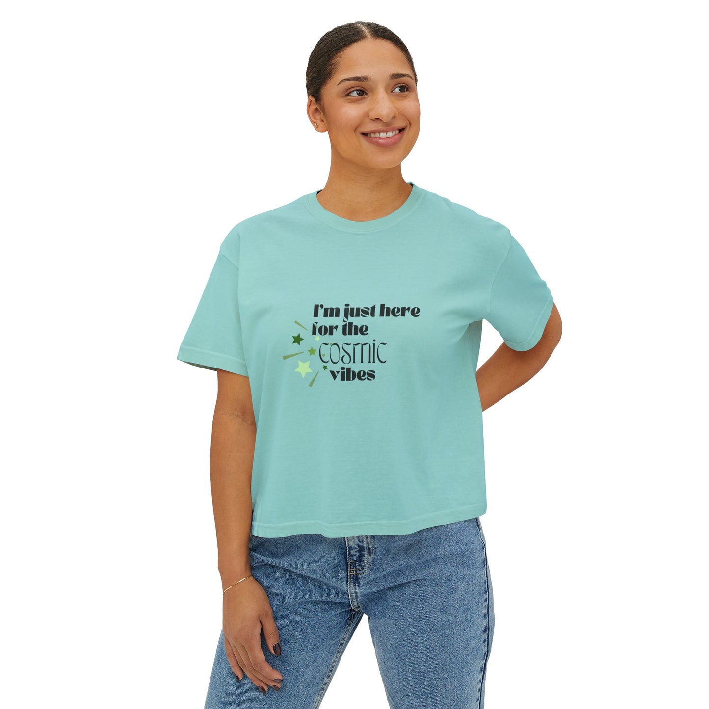 Women's Boxy Tee - Cosmic Vibes Graphic Shirt