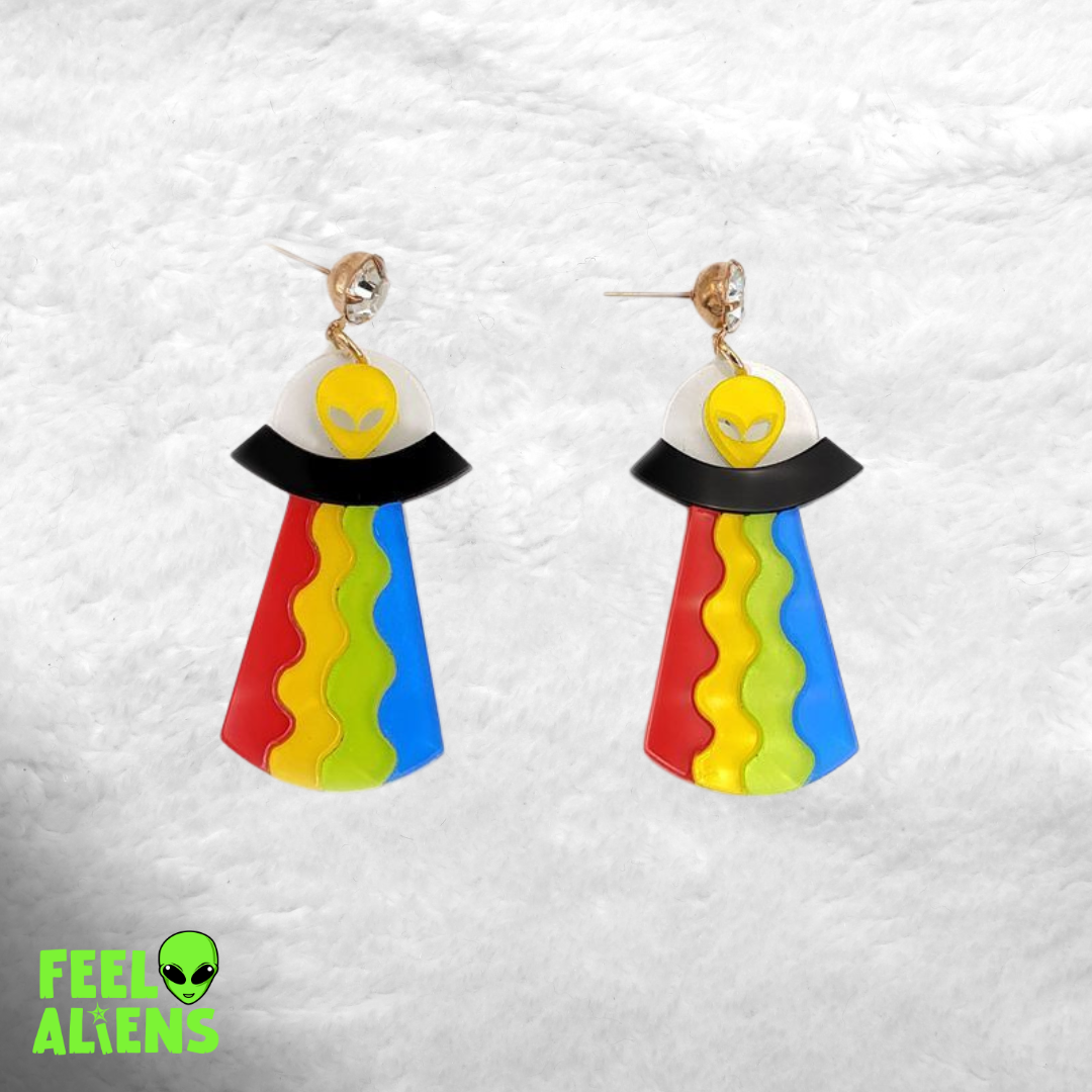 Colorful UFO Alien Earrings