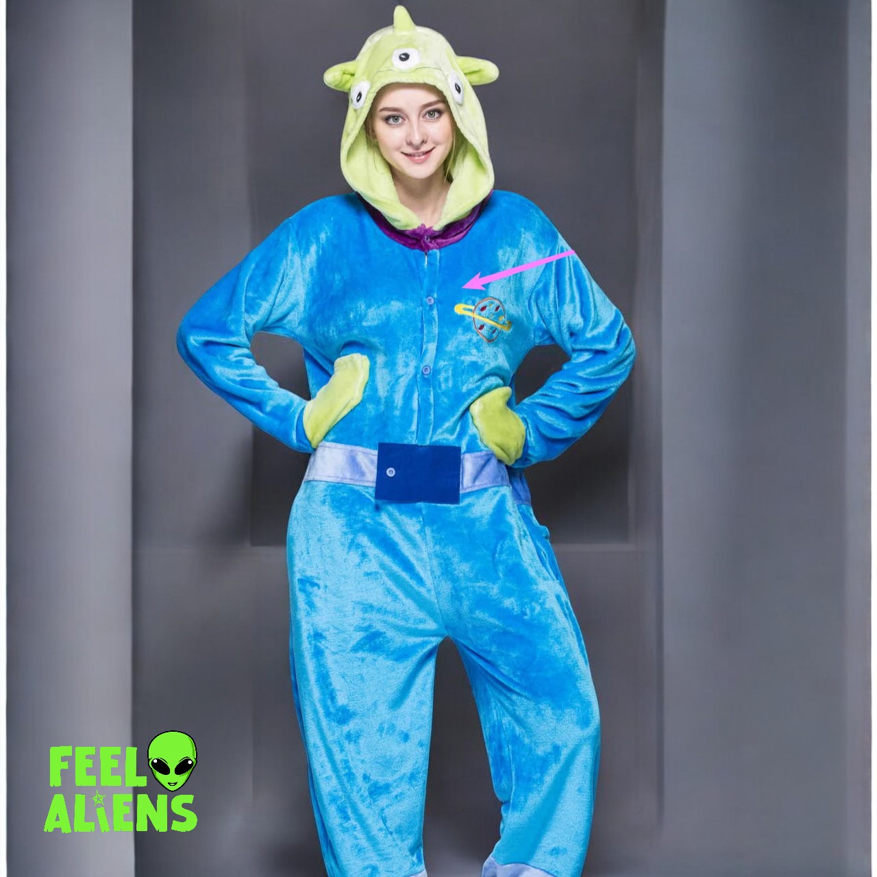 Zipper and Button Alien Pajamas Onesies