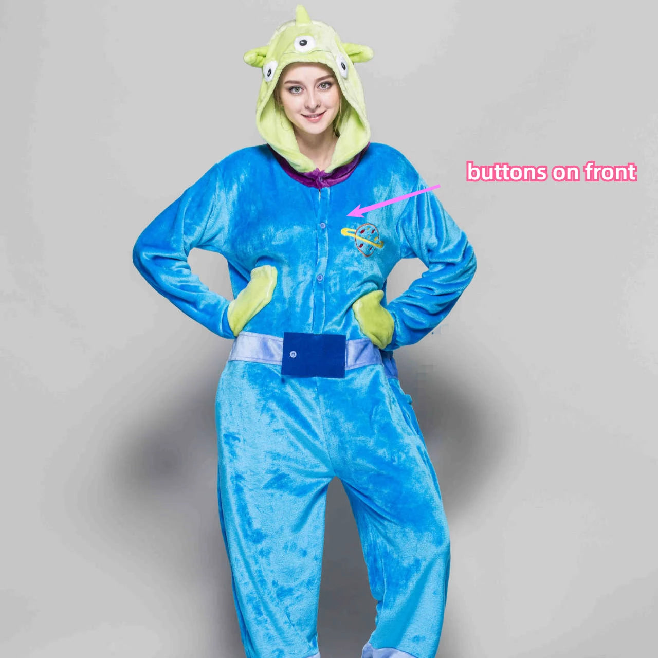 Zipper and Button Alien Pajamas Onesies