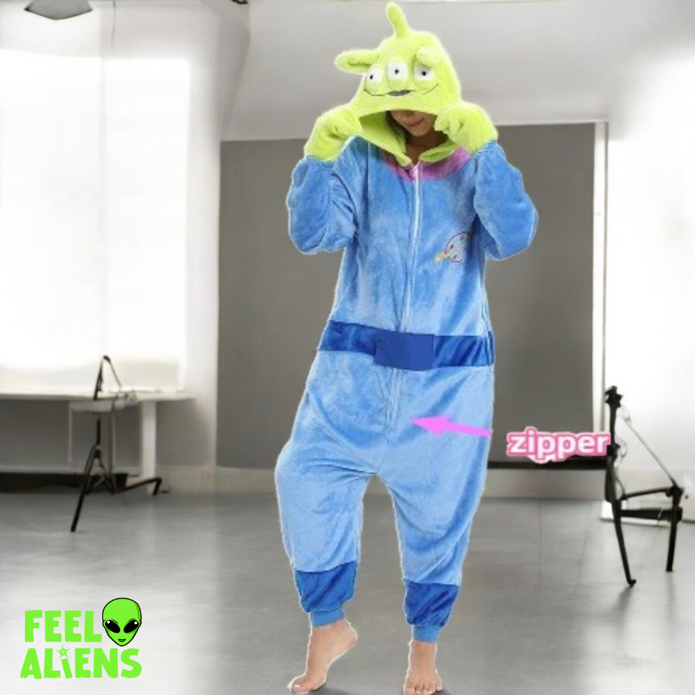 Zipper and Button Alien Pajamas Onesies