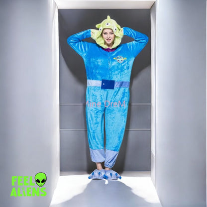 Zipper and Button Alien Pajamas Onesies 