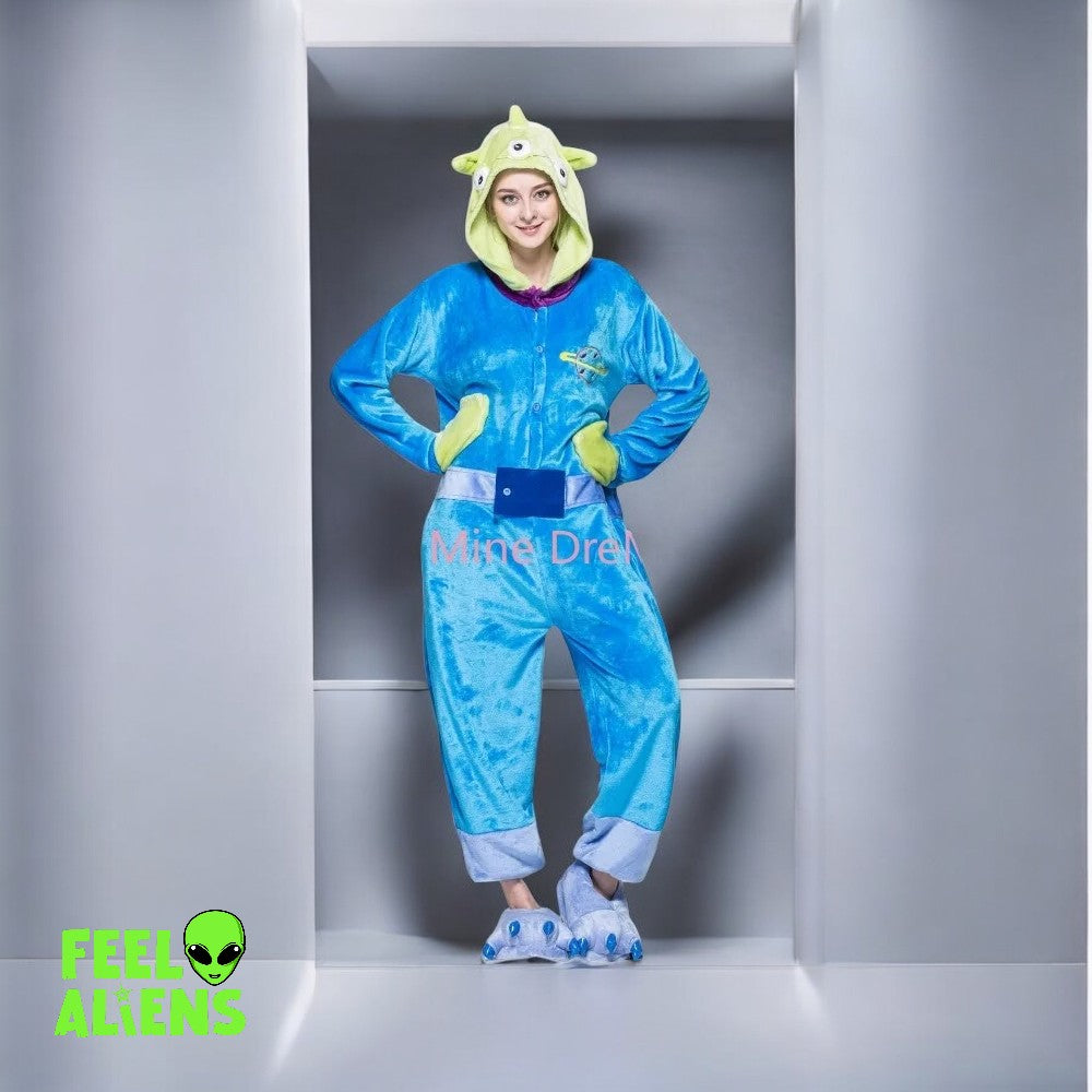 Zipper and Button Alien Pajamas Onesies 