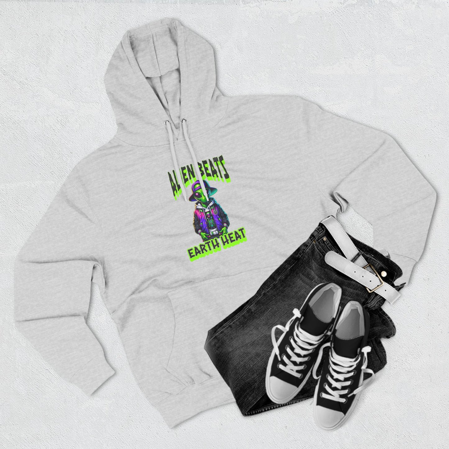 Alien Beats Earth Heat Hoodie - Cozy Three-Panel Fleece for Trendsetters