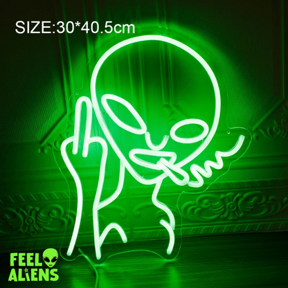 LED Neon Sign Light Smoking Alien Lights