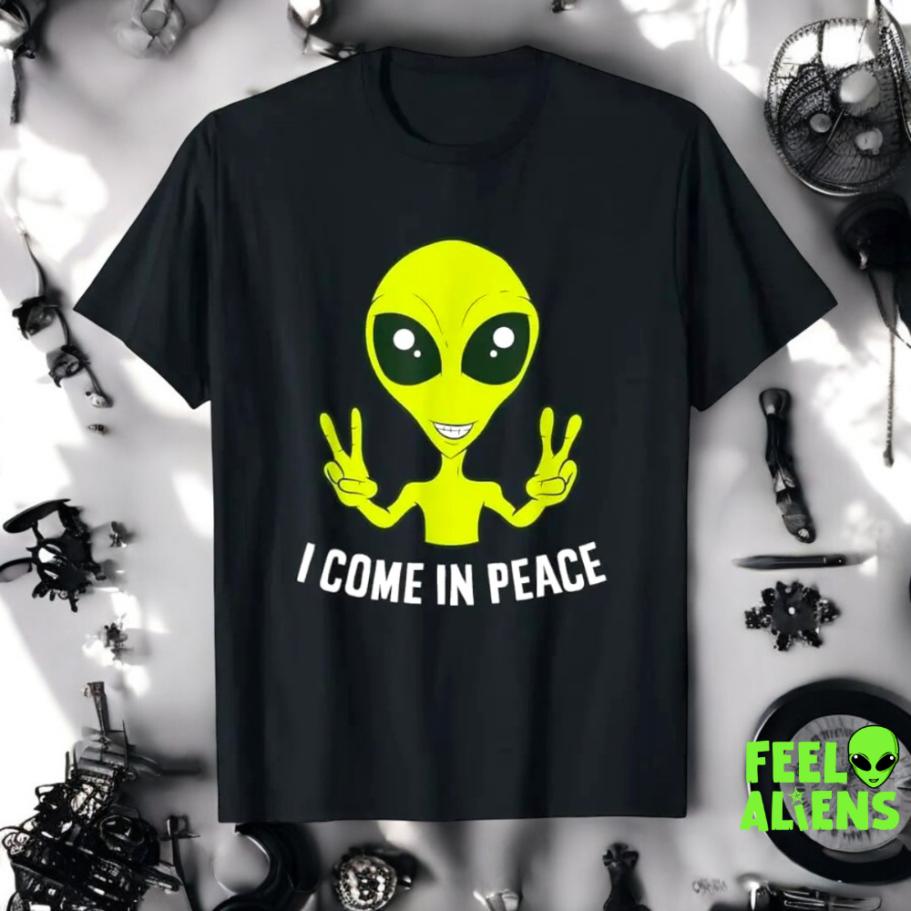 I Come in Peace Alien Graphic T-Shirt - 100% Cotton Casual Top for Men