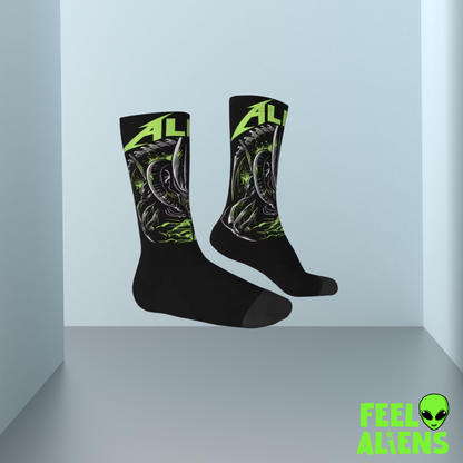 Xenomorph Alien Print Crew Socks for Men