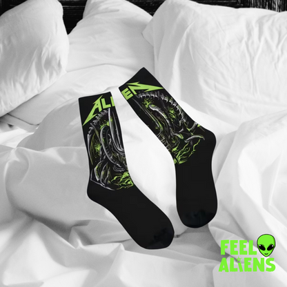 Xenomorph Alien Print Crew Socks for Men