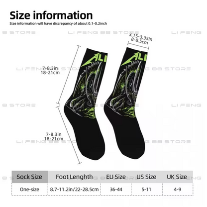 Xenomorph Alien Print Crew Socks for Men