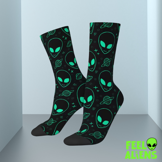 Alien Print Crew Socks for Men