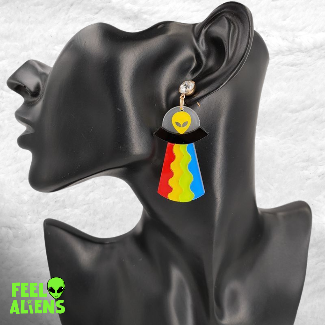 Colorful UFO Alien Earrings