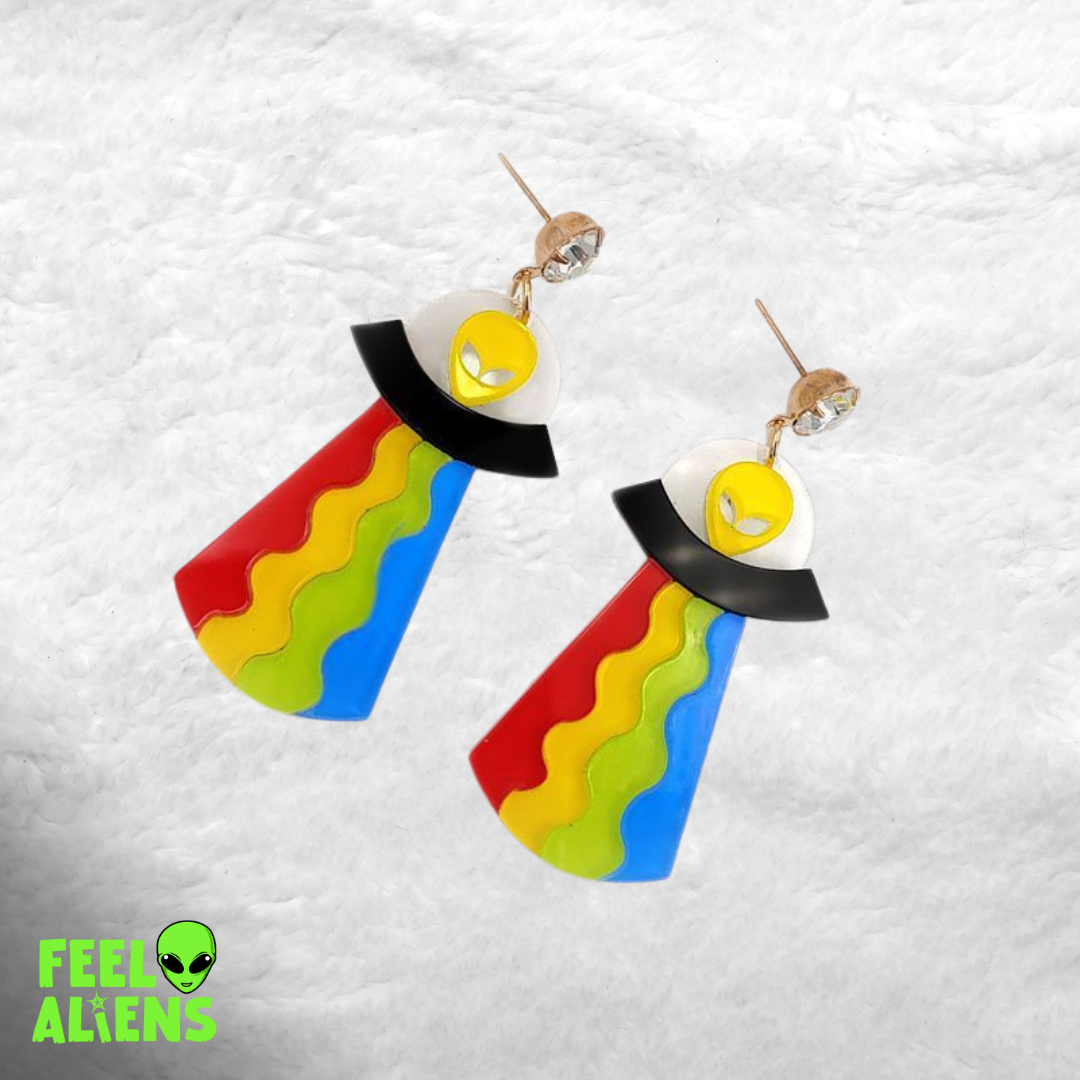 Colorful UFO Alien Earrings