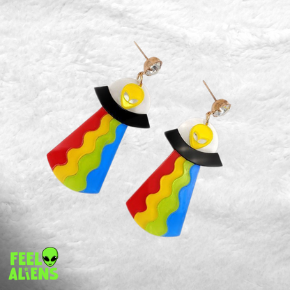 Colorful UFO Alien Earrings