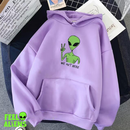 Loose Alien Hoodie Long Sleeve Slouchy Style
