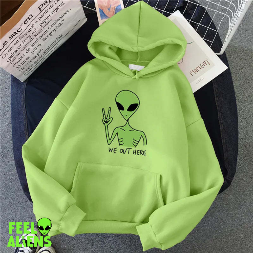 Loose Alien Hoodie Long Sleeve Slouchy Style