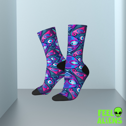 Men's Alien & Robot Digital Print Crew Socks