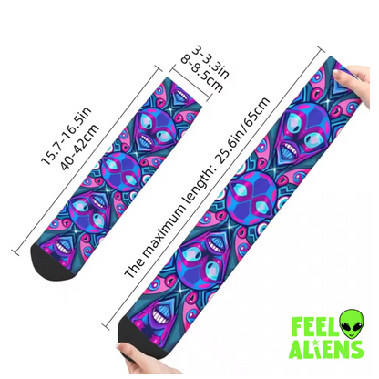 Men's Alien & Robot Digital Print Crew Socks