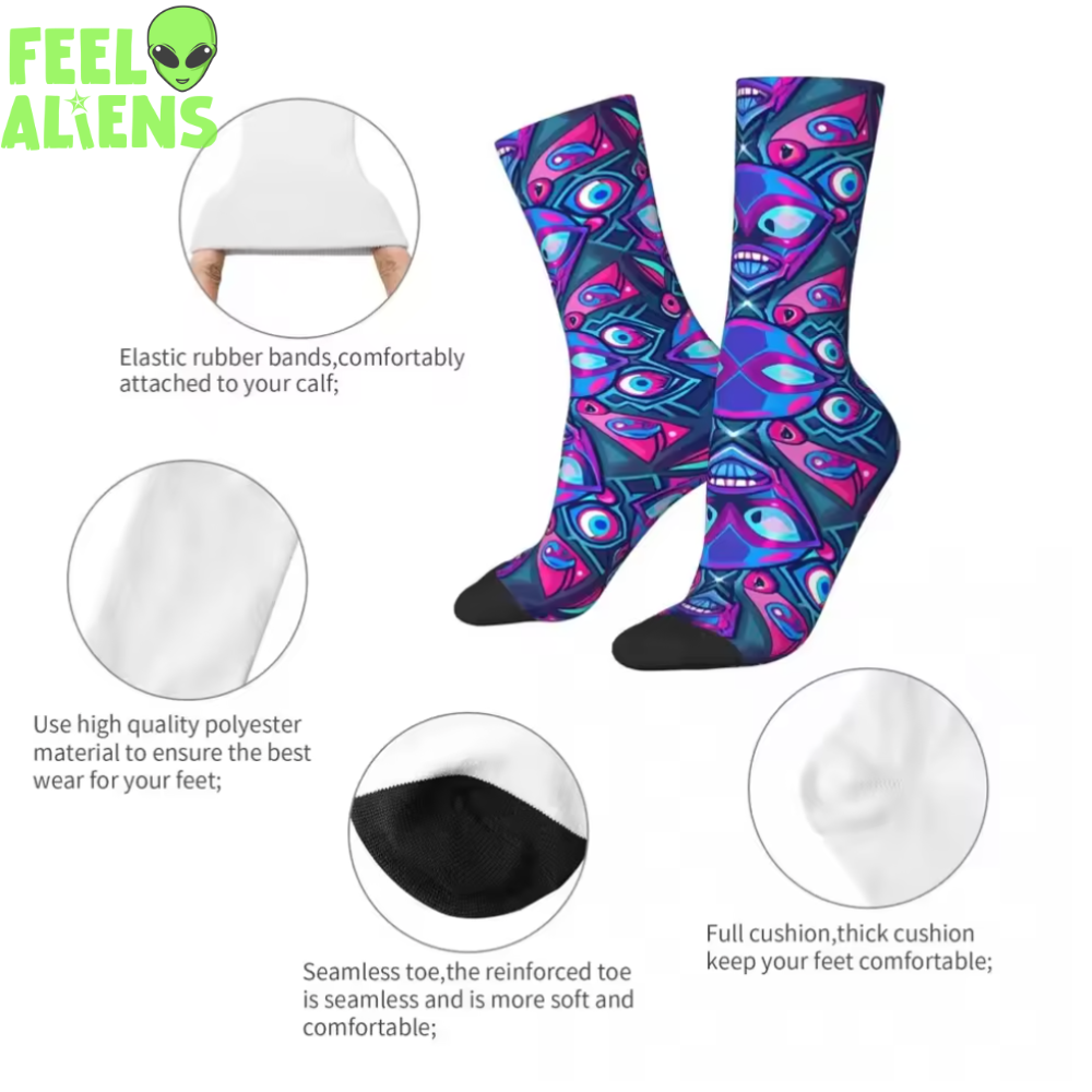 Men's Alien & Robot Digital Print Crew Socks