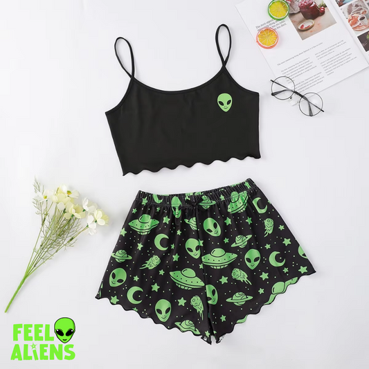 New Women'S Pajamas Sexy Alien  Homewear Sleeveless Cute Top and Shorts