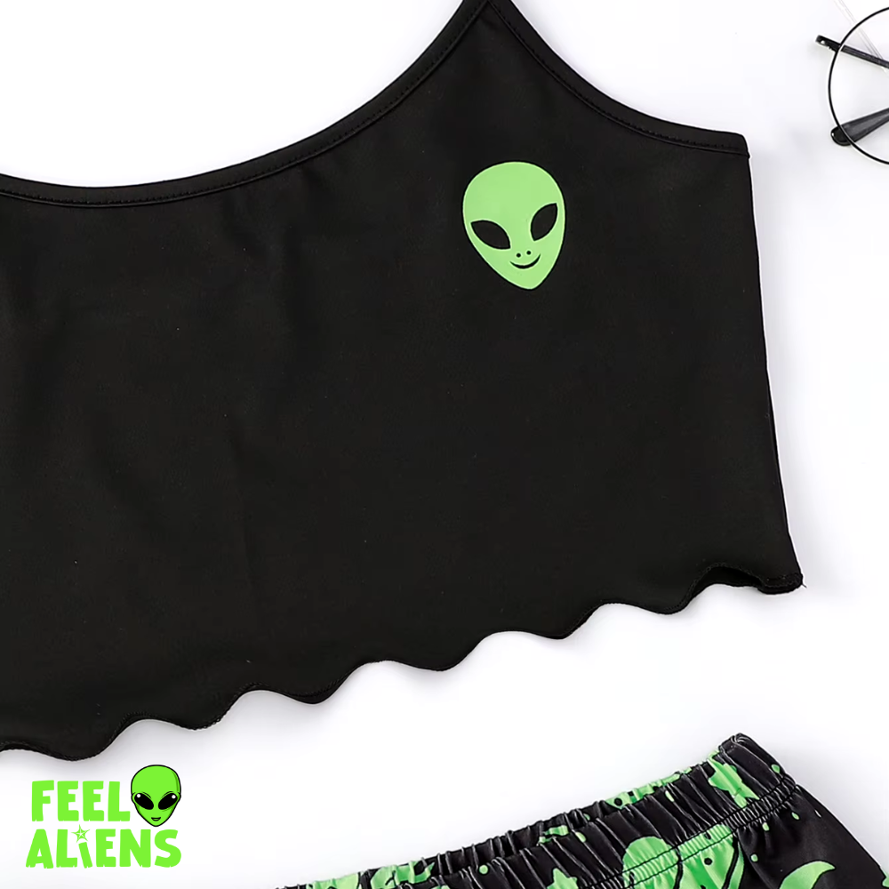 New Women'S Pajamas Sexy Alien  Homewear Sleeveless Cute Top and Shorts