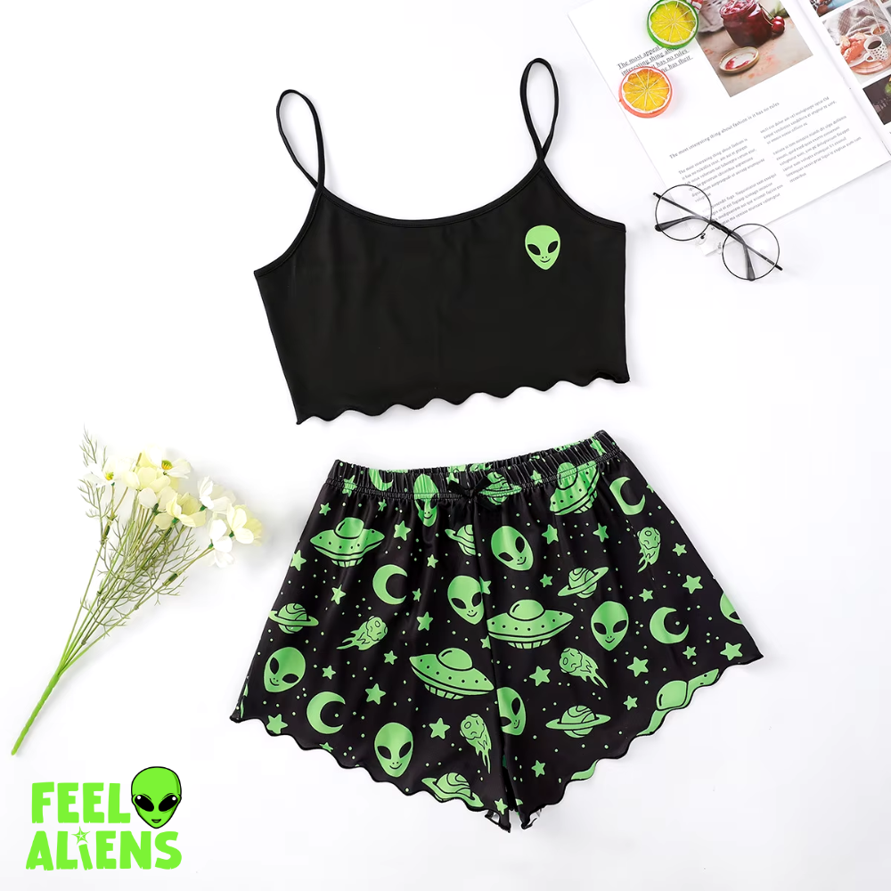New Women'S Pajamas Sexy Alien  Homewear Sleeveless Cute Top and Shorts