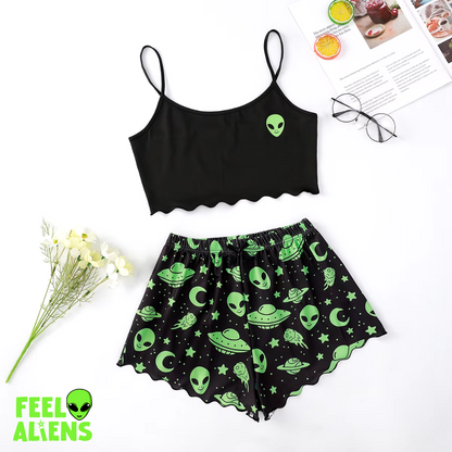 New Women'S Pajamas Sexy Alien  Homewear Sleeveless Cute Top and Shorts
