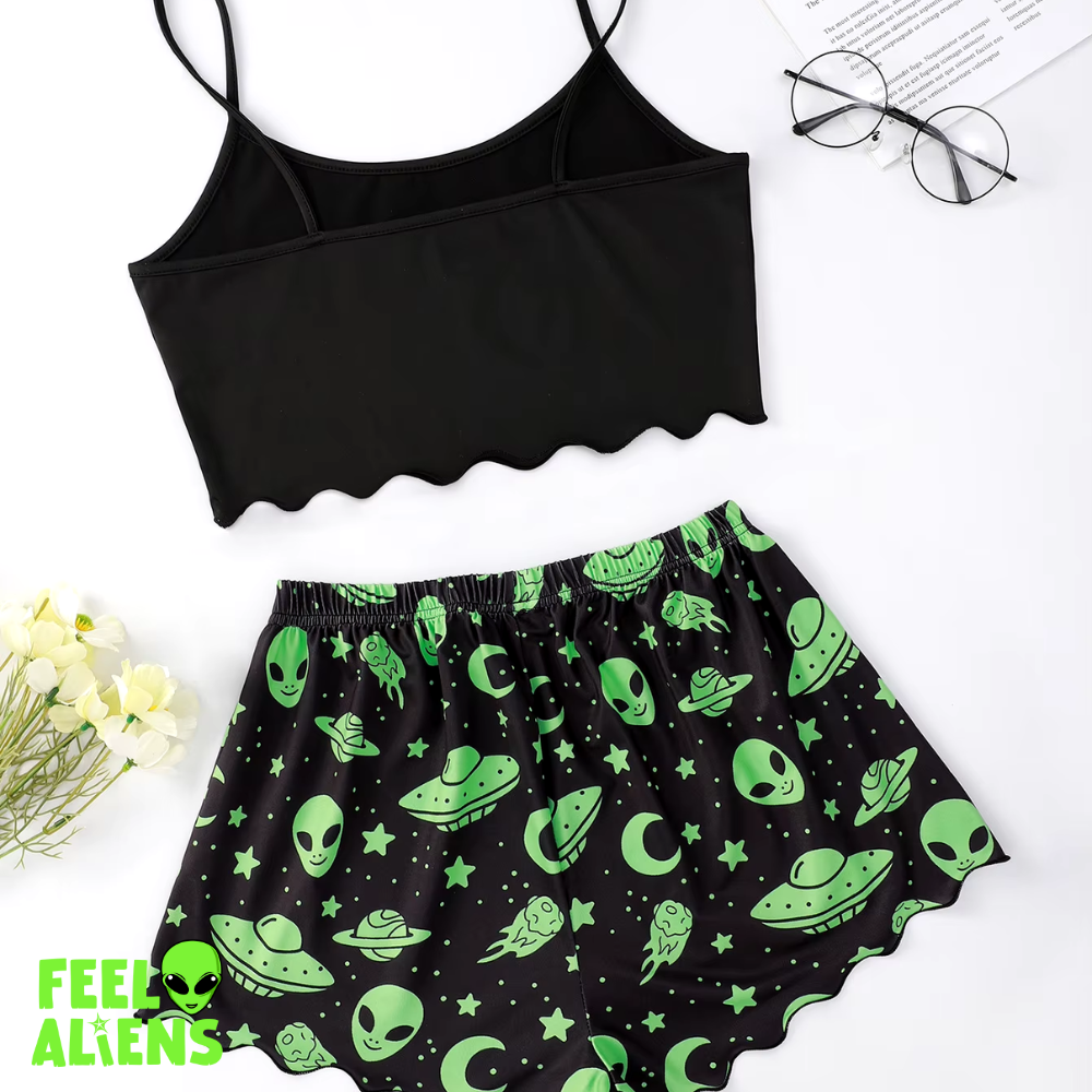 New Women'S Pajamas Sexy Alien  Homewear Sleeveless Cute Top and Shorts