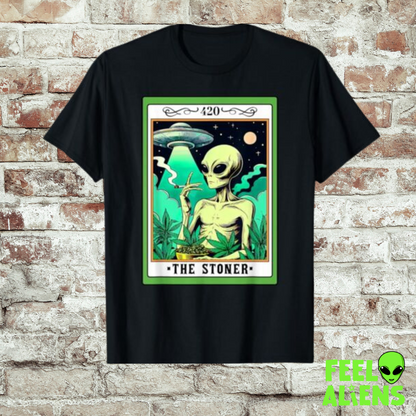 The Stoner Alien T-Shirt - Cartoon Graphic Cotton Tee for Spring/Summer