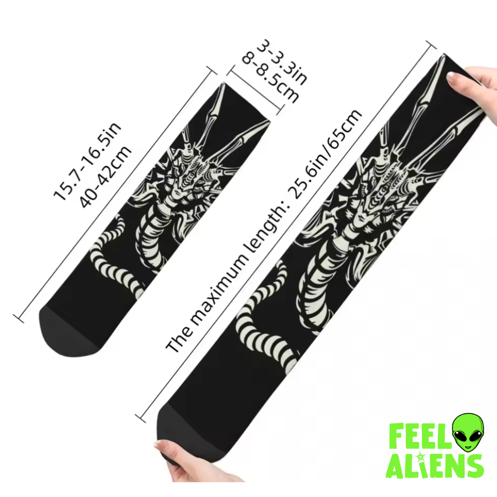 Xenomorph Alien Skeleton Crew Socks for Feelaliens