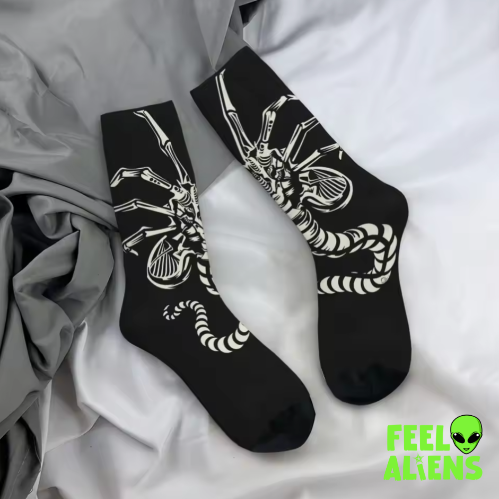 Xenomorph Alien Skeleton Crew Socks for Feelaliens