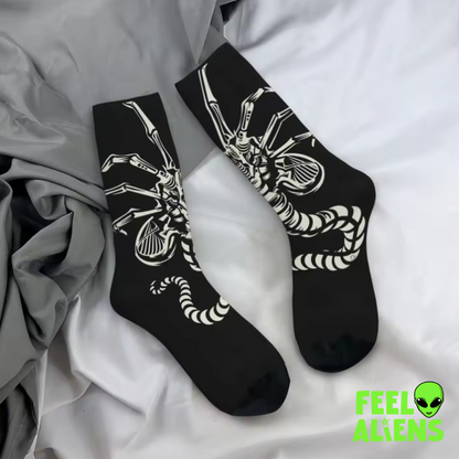 Xenomorph Alien Skeleton Crew Socks for Feelaliens